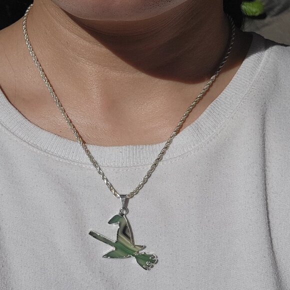 (B) NEW 1.2" x 1" SILVER PLATED COPPER AGATE WITCH HAT PENDANT - Picture 3 of 3